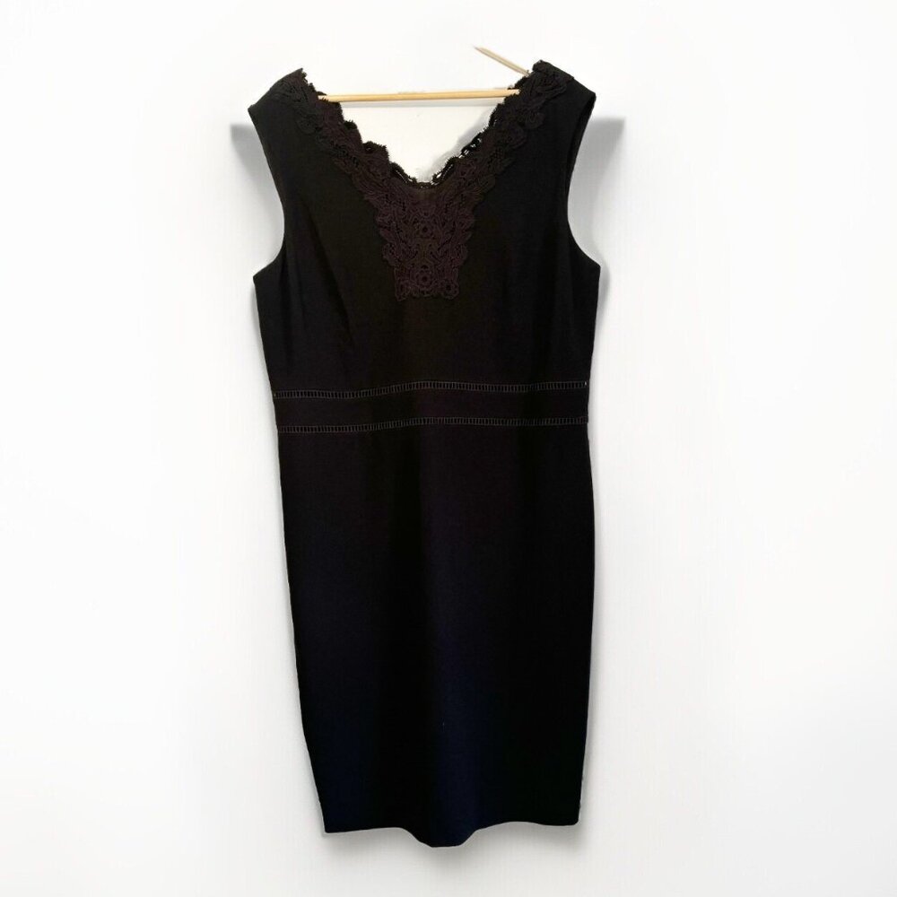 RSVP By Talbots Womens Black Embroidered Sleeveless Dress Size 20 Minimalist